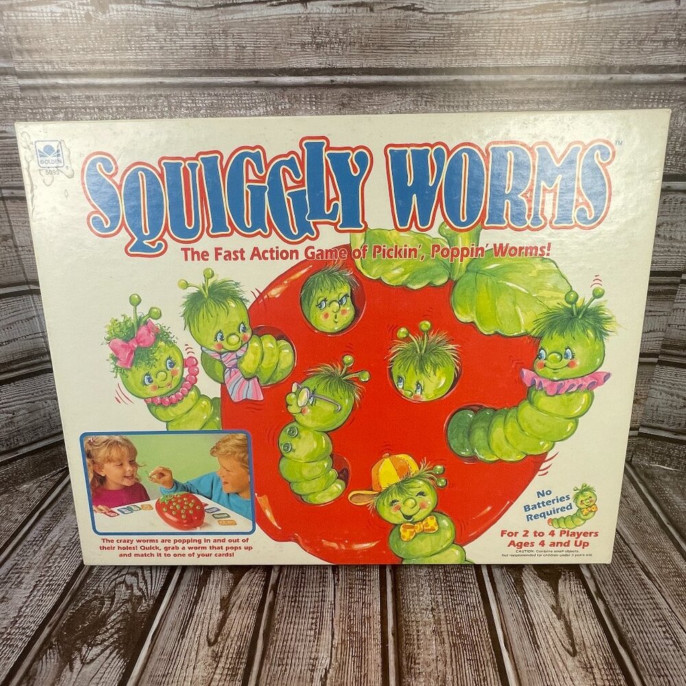 Vtg SQUIGGLY WORMS Kids Board Game Motorized Counting Color Match 1991 COMPLETE